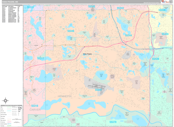Eden Prairie, MN Wall Map